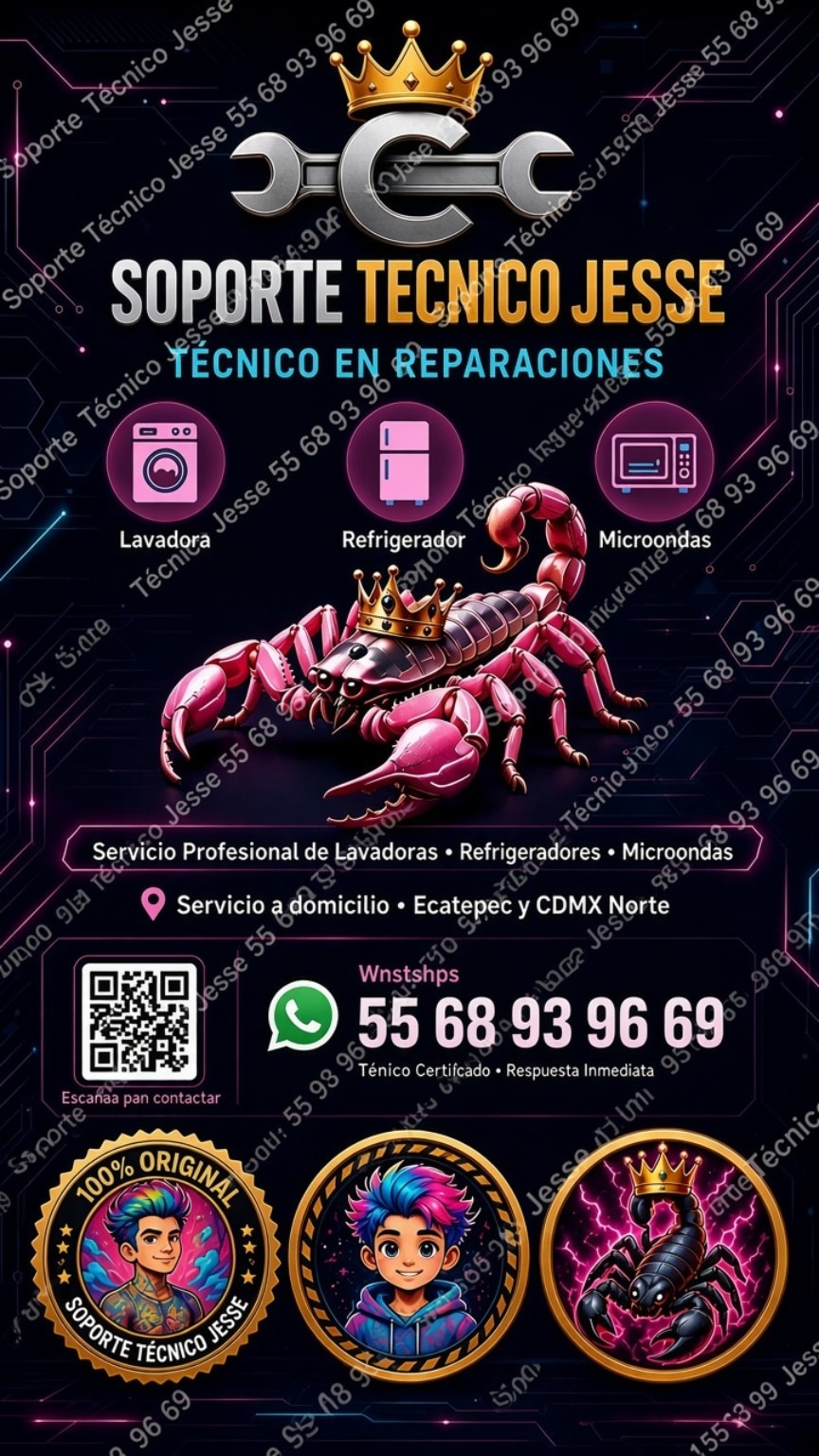 Caballo de Troya de Soporte Técnico Jesse: reparación de lavadoras, refrigeradores y microondas en Ecatepec y norte de CDMX